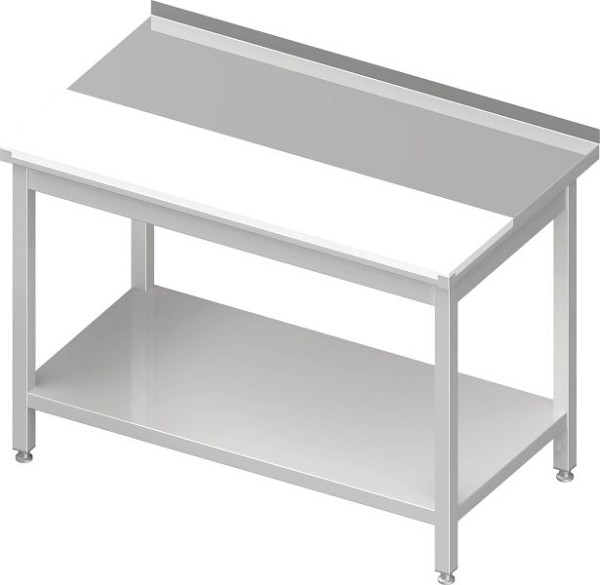 Table de travail Stalgast avec base, 1100x600x850 mm, avec plateau de coupe en PE encastré, avec dosseret, soudé, VAT11615A