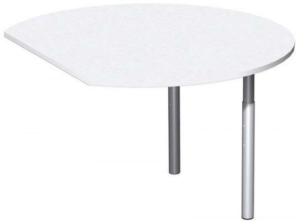 Table à rallonge geramöbel ronde avec pieds de support, y compris matériel de liaison, réglable en hauteur, 1200x1047x680-820, blanc/argent, N-647207-WS
