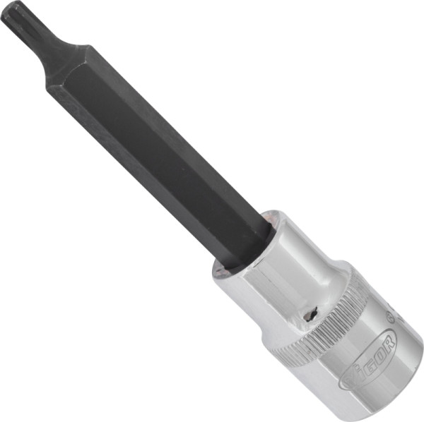 Embout de tournevis VIGOR RIBE, carré creux 12,5 mm (1/2 pouce), profil à coin interne Ribe-CV, M5, longueur : 100 mm, V2211