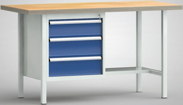 Etabli standard KLW, 1500 x 700 x 840 mm, avec plateau multiplex en hêtre, WS118N-1500M40-E1631