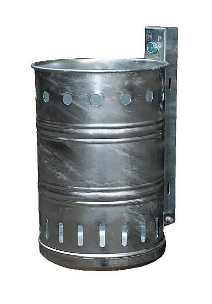 Conteneur à déchets Renner d'environ 20 L, perforé, pour montage mural et sur poteau, galvanisé à chaud, 7003-00FV