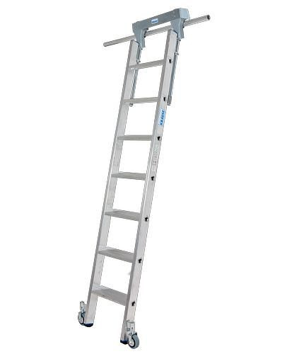 Escabeau Krause, aluminium, mobile, avec système de rails, 7 marches, 257501