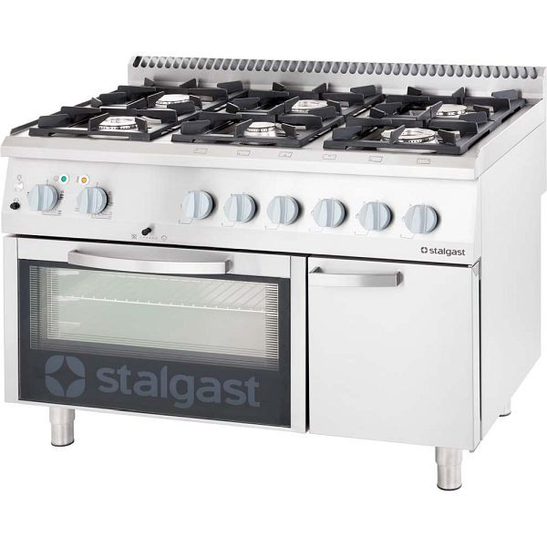 Table de cuisson gaz Stalgast 6 feux avec four électrique à convection (600 x 400 mm / GN 1/1) série 700 ND - G20, 6 feux (3.5+3x5+2x7), SL33612SE