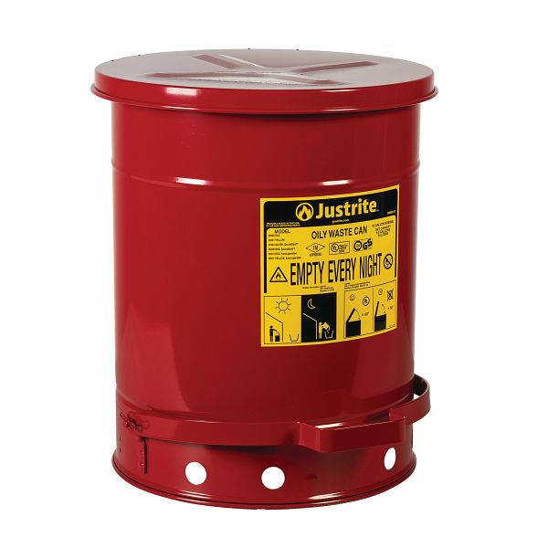 Conteneur d'élimination d'huile Justrite avec SoundGard 908, 35,4 cm x 46,4 cm, rouge, JCN09308RD