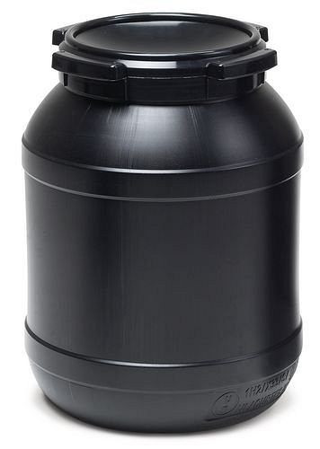 Fût à col large DENIOS WH-UV 15, avec protection UV, 15 litres, noir, avec homologation UN, 179-662