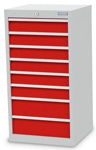 Armoire à tiroirs Bedrunka+Hirth, profondeur 500 mm, R 18-16, nombre de tiroirs : 8, 530 x 500 x 1019 mm, 8 x tiroirs (6x 100VA, 2x 150VA), 40.620-75
