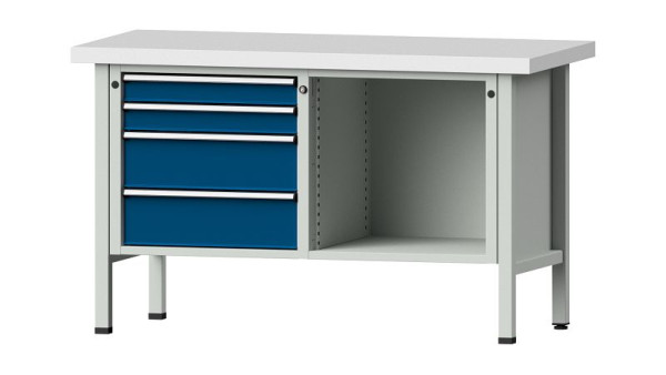 Établis ANKE Établi en caisson, modèle 134 V, 1500 x 700 x 900 mm, RAL 7035/5010, KSP 50 mm, 305.039