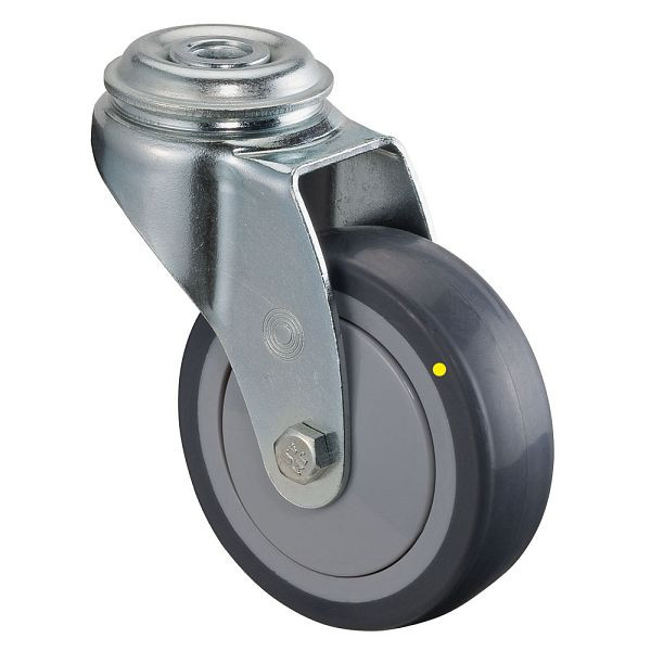 Rouleau d'appareil BS rollers, largeur 24 mm, Ø75 mm, jusqu'à 60 kg, bande de roulement en caoutchouc gris, conducteur d'électricité, roulements à billes, lot de 4, A301.A89.075