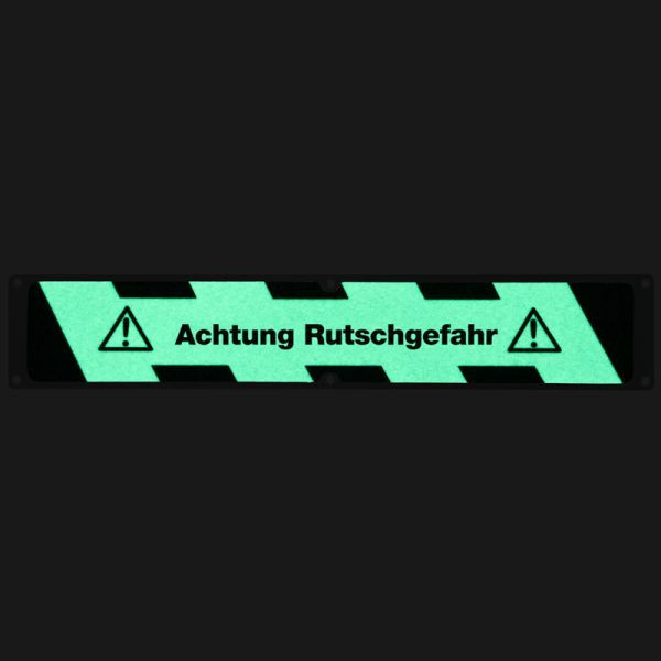Pantalon de farine plaque antidérapante aluminium avec revêtement antidérapant m2, luminescent noir/vert "Attention : danger de glissade"114x635mm, APM1X1F1