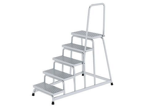 Plate-forme de travail Krause en aluminium avec main courante, 5 marches, avec protection antidérapante R 13, 274500