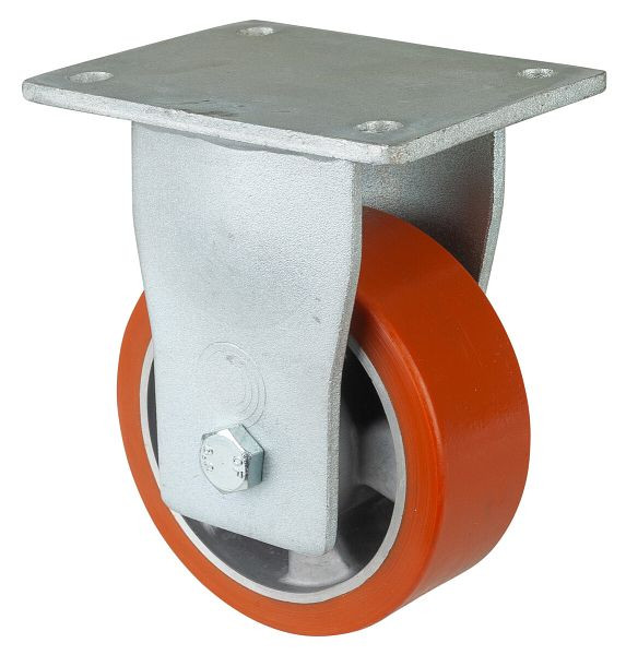 BS Rolls Roulette robuste, roulette fixe, largeur 50 mm, Ø125 mm, jusqu'à 450 kg, polyuréthane coulé 95 Shore A, corps de roue en aluminium, roulement à billes, RR110.B90.125