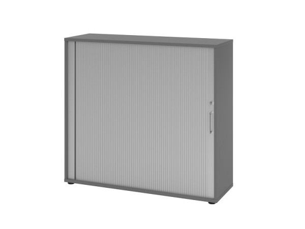 Armoire à volet roulant Hammerbacher 1733S BS, 3 OH, corps : graphite / volet roulant : argent, 120 x 40 x 110 cm (LxPxH), V1733S/G/S/BS