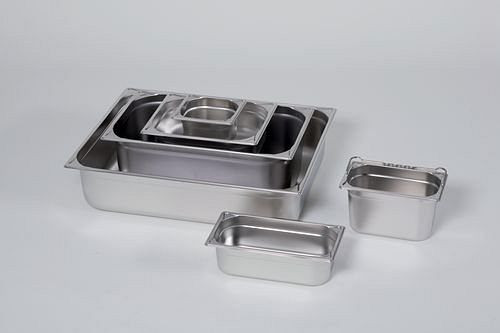 Plateau petit récipient DENIOS GN 1/1-150 en acier inoxydable, volume de 20 litres, 180-945