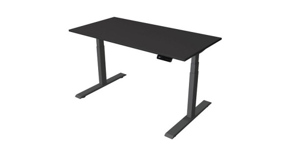 Kerkmann table assise/debout Bureau à domicile L 1400 x P 700 mm, réglable en hauteur électriquement de 630 à 1270 mm, anthracite/anthracite, 10179813