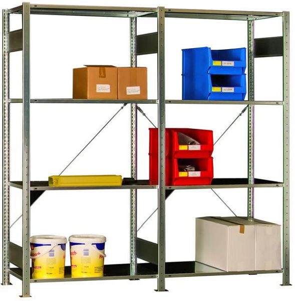 Étagère supplémentaire sans boulon KLW, galvanisée, 2000 x 1054 x 534 mm, avec 4 étagères réglables, 6520-1020050-Z150A