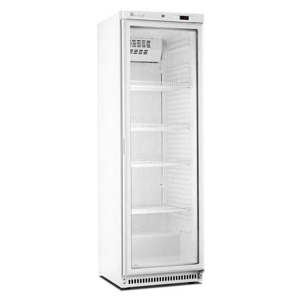 Réfrigérateur Marecos avec porte vitrée en acier blanc série 430 à refroidissement statique avec ventilateur, 221.113