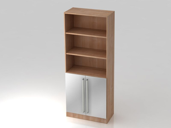 Armoire Hammerbacher 5OH, 2 portes sous le panneau de plinthe, poignée chromée noyer/argent, 80x42x200,4 cm (LxPxH), V7700/N/S/CE