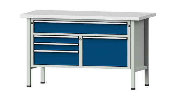 Établis ANKE Établi en caisson, modèle 256 V, 1500 x 700 x 890 mm, RAL 7035/5010, KSP 40 mm, 304.101