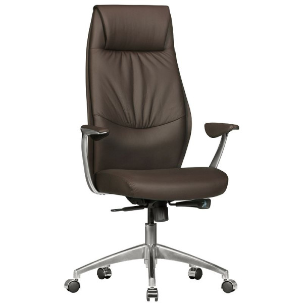 Amstyle Chaise de Bureau Oxford 1 Cuir Véritable Marron, SPM1.146