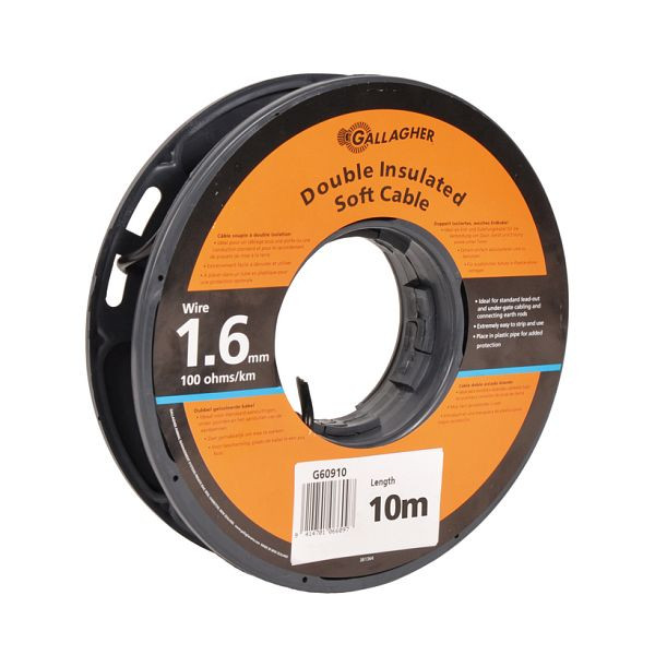 Câble de terre/alimentation Gallagher 1,6 mm 10 m 100 Ohm/km, 065028