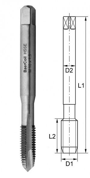 Taraud machine BaerCoil UNF 4 x 48 - PRO pour trous débouchants, B3950P