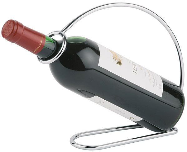 Porte-bouteille de vin APS, 22 x 6 cm, hauteur : 20,5 cm, métal chromé, 30333