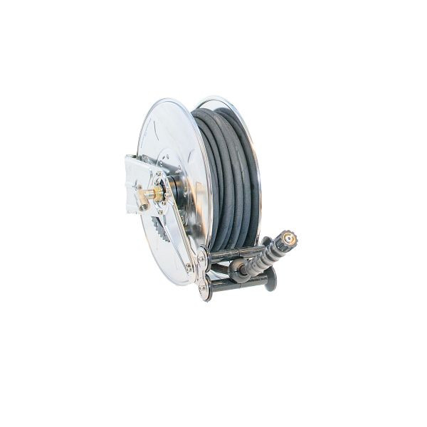 Enrouleur Ebinger OSM 310, maxi 400bar / 130°C, 15m - 8mm ID tuyau haute pression 2SN, boîtier : acier inoxydable, 1.314.401