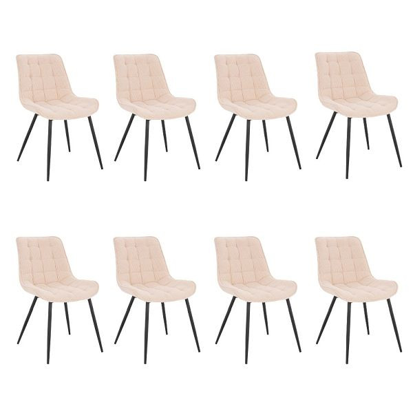 HOME DELUXE chaises de salle à manger rembourrées lot de 8 IKALO – velours côtelé crème, 50864