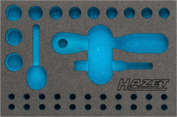 Insert en mousse souple à 2 composants Hazet, pour 2200/36, dimensions/longueur : 172 mm x 114 mm Taille du système d'organisation : 1/9 (172 x 114 mm), 163-341L