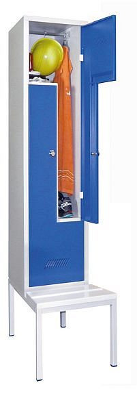 Armoire Pavoy Z avec banc 2100/500/400, 1 compartiments, verrou tournant, fentes d'aération, bandes PVC, 60263-212-022-735