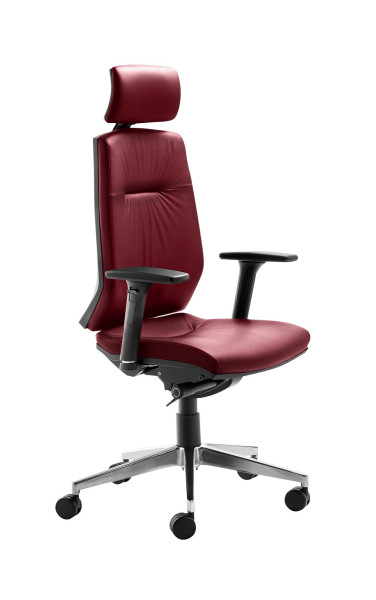 Chaise pivotante Mayer Sitzmöbel , dossier réglable en hauteur sur 7 positions, appui-tête réglable, roulettes pour tapis, rouge vin, 2480_81021