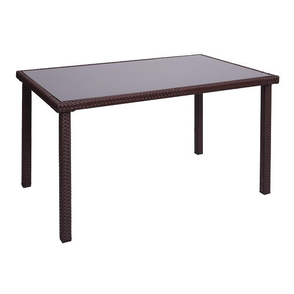 Table en polyrotin Mendler HWC-G19, table de jardin table de balcon, 120x75cm, marron, 76324