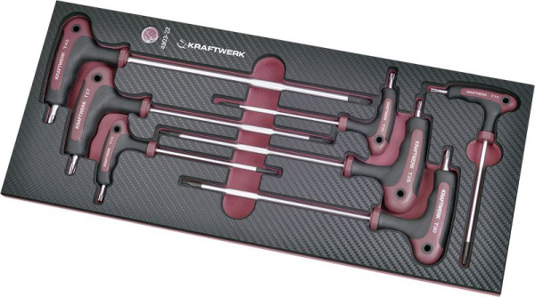 Jeu de 7 tournevis Torx® à poignée en T Kraftwerk dans un insert d'outil COMPLETO EVA3, 4903-22