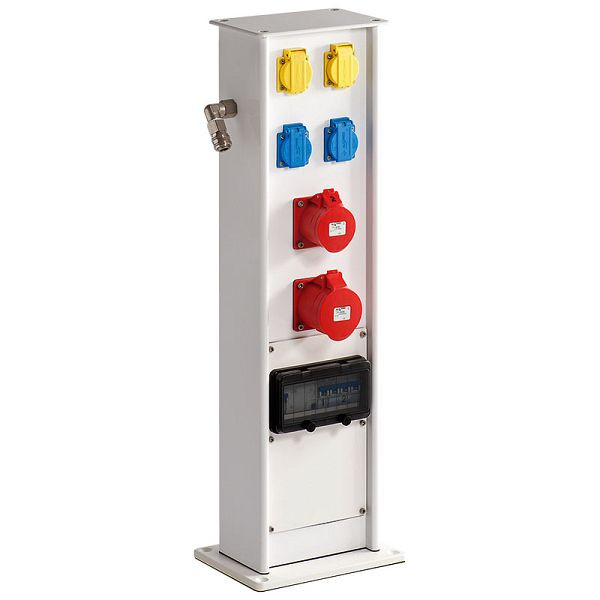 ELSPRO Aluminium-Energiesäule ALPEN 1x32/5 1x16/5 2xSCH 2xCAT 1xDL MCB RCD 800mm Weiß, 6A593B01/WS