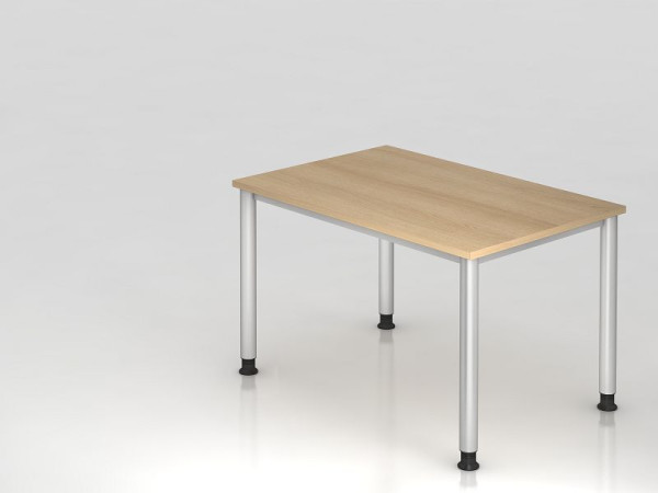 Bureau Hammerbacher 4 pieds rond 120x80cm chêne/argent, forme rectangulaire, VHS12/E/S