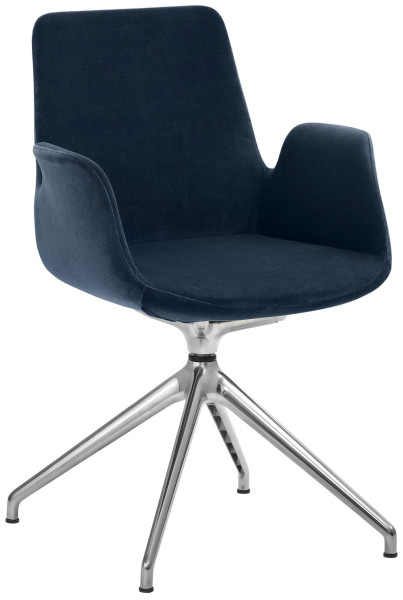 Fauteuil Mayer Sitzmöbel , piètement étoile, aluminium poli, rotatif à 360°, bleu foncé, 2009_S1_30602