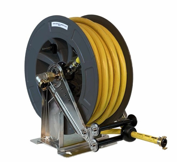 Enrouleur de tuyau Ebinger OSK 610, châssis et axe en acier inoxydable, tambour ABS, 15 m de tuyau PVC, 3.614.152