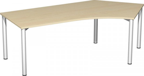 bureau geramöbel 135° droite hauteur fixe, 2166x1130x720, érable/argent, S-550316-AS