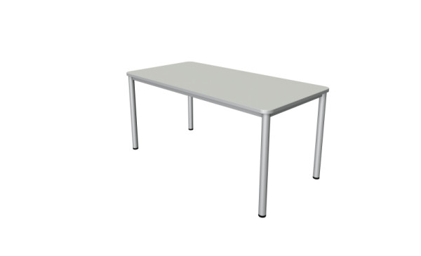 Kerkmann Desk Prime - L 1600 x P 800 x H 750 mm, cadre 4 pieds en aluminium argent, gris clair, 11040611