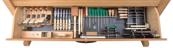 Jeu d'outils Ulmia 316, avec support, pour benne basculante d'établi, sans benne basculante, version 2018, 196.442