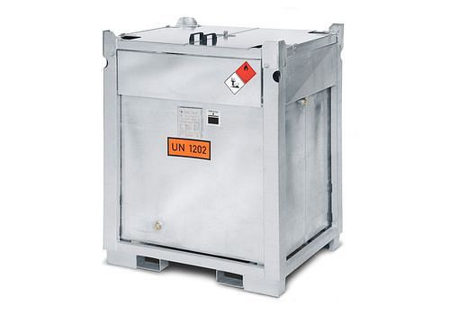 Station-service diesel mobile DENIOS MDT 1000 en acier, pompe 230 V, 1000 litres, couchée, 122-854