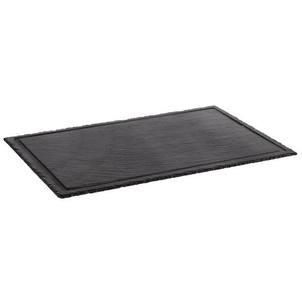 Panneau en ardoise naturelle APS, 58 x 38 cm, épaisseur du matériau 6-9 mm, bords cassés, surface brillante et scellée, adapté aux hottes GN 1/1, 00979