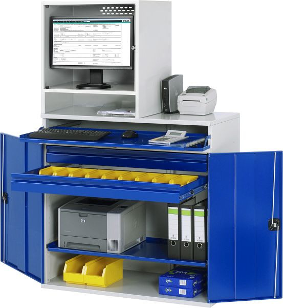 Armoire informatique RAU - modèle 66, L1100 x P520 x H1770 mm, boîtier moniteur L650 x P520 x H710 mm, 07-1100-M66-MG5.11
