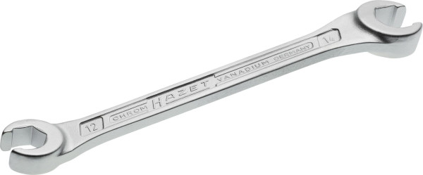 Clé polygonale double Hazet, ouverte, profil hexagonal extérieur, 12 x 14 mm, pour raccords de tuyauterie, têtes inclinées de 15°, 612-12X14
