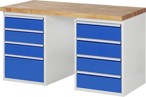 Etabli RAU série 7000 - conception modulaire, 2x conteneurs de sous-structure (4x tiroirs) gauche et droite, 1500x840x700 mm, 03-7820A3-157B4S.11