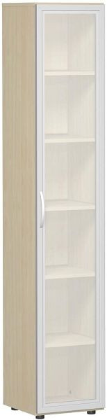 armoire à double porte geramöbel avec porte en verre satiné dans un cadre en bois, avec pieds, poignée gauche ou droite, avec amortisseur de porte, érable, S-346838-GTA