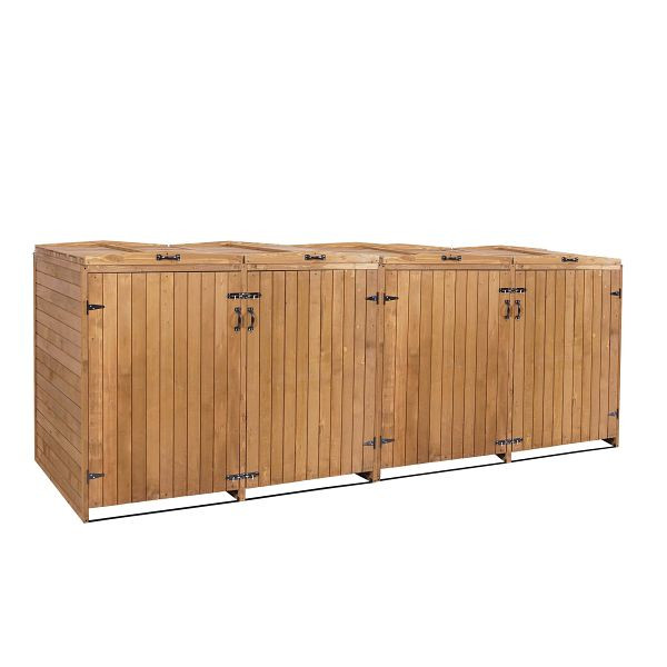 Mendler XL HWC-H74 4/8 habillage poubelle, poubelle, extensible 120x75x96 bois, marron, 2x73980+2x74652