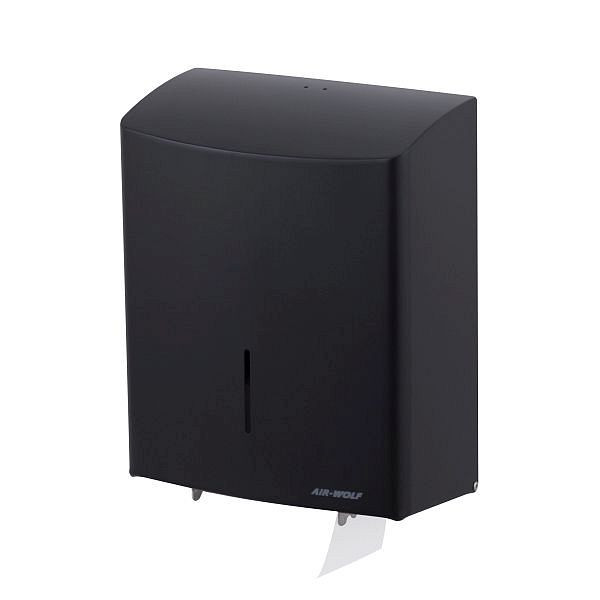 Distributeur grand rouleau Air Wolf pour 1 grand rouleau, série Alpha, H x L x P : 333 x 265 x 147 mm, acier inoxydable noir mat, 60-106