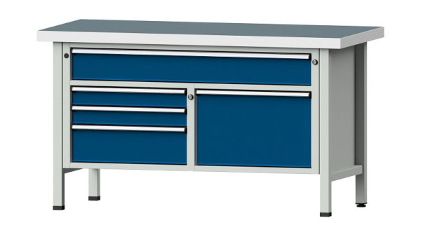 Établis ANKE Établi en caisson, modèle 256 V, 1500 x 700 x 850 mm, RAL 7035/5010, UBP 50 mm, 304.106