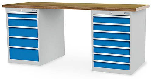 Établi en rangée Bedrunka+Hirth, R 18-24, nombre de tiroirs : 12, dimensions en mm (LxPxH) : 1500 x 750 x 859, 03.15.580.212V